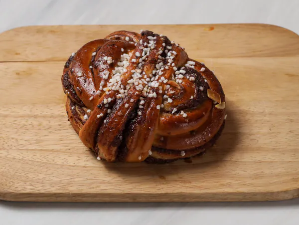 Freshly baked cinnamon bun
